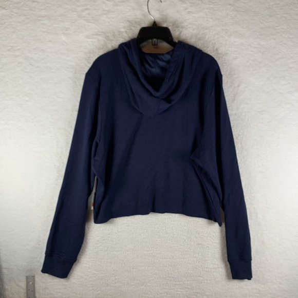 Speedo Crop Hoodie Women's Large Navy‎ Blue Polyester Stretch Long Sleeve 6788 - Picture 2 of 7
